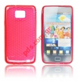 Transparent hard plastic case for Samsung i9100 Galaxy S2 in red color
