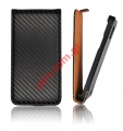 Case Slim flipcase open Carbon for Apple iPhone 4G, 4S Black