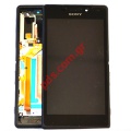 Original front cover Sony D2403, D2406 Xperia M2 Aqua Black with touch screen and LCD display 