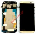 LCD Display set (OEM) HTC One M8 Gold Complete front cover with frame