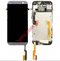 LCD Display set (OEM) HTC One M8 Grey Complete front cover with frame