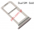 Original drawer (DUAL) SIM holder Gold Samsung SM-G930FD Galaxy S7 Edge (COMPATIBLE WITH 2 SIM CARD CHINA VERSION)