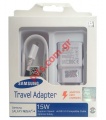 Original travel charger set Samsung EP-TA20EWE + ECB-DU4EWE MicroUSB White (EU Blister) OLD BLISTER
