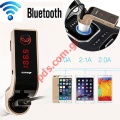   Bluetooth FM Transmitter Car S7 Gold   Led, Audio-In   USB 5V 3.1A .