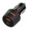 Car Fast charger T-Phox Apace 48W USB 2 port (PD30W+QC3.0 18W) Black Box