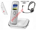 Digital cordless phone Panasonic KX-TGJ310GRW White ID CALLER ECO Color LCD Audio handsfree jack 2.55 Box