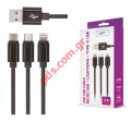 Cable set 3in1 Setty KN3W1-01 1.0M 2A Microusb B/Lightning/TYPE--C Black Box