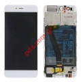 Original set LCD Huawei P10 (VTR-L29) White Display w frame touch screen digitizer and battery Box