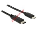 Cable USB B to USB TYPE C Black 1m Blister