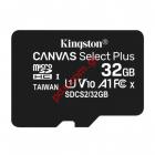   KINGSTON 32GB C10 100MB/s UHS-I microSDXC SDC2 Canvas Select Adapter Blister
