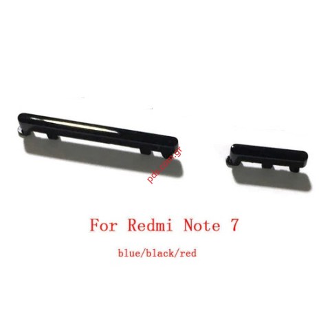 Σετ πλαινά καλύματα  Xiaomi Redmi Note 7 Black σε μαύεο χρώμα Power button on/off + Volume side button  Σετ πλαινά καλύματα  Xiaomi Redmi Note 7 Black σε μαύεο χρώμα Power button on/off + Volume side button