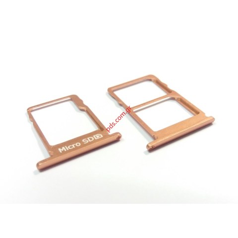 Γνήσια θυρίδα κάρτας DUAL SIM Tray Copper Nokia 5 (TA-1053) σε καφέ χρώμα (DUAL SIM Card tray holder).