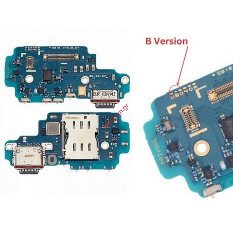 Γνήσια πλακέτα φόρτισης Samsung Galaxy S23 ULTRA SM-S918B 5G (VERSION B) 2023 Charge board SUB Charging Port TYPE-C Bulk ORIGINAL UNIVERSAL VERSION