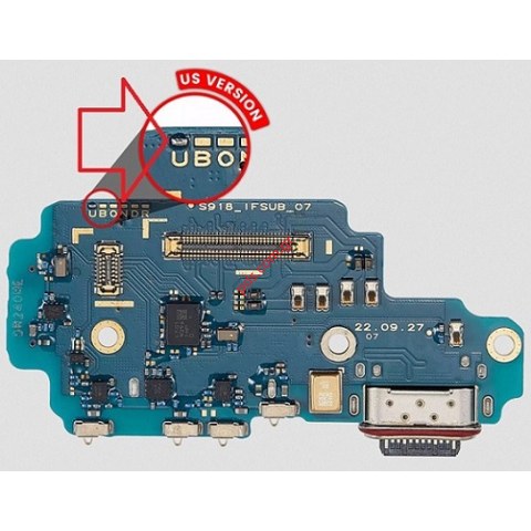 Charging Port Board Samsung Galaxy S23 Ultra 5G (S918U) (USA Version) With Sim Card Reader 