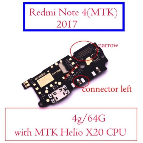 Charging board (OEM) MicroUSB Xiaomi Redmi Note 4 Narrow Version MEDIATEK CPU with microfone Charging board (OEM) MicroUSB Xiaomi Redmi Note 4 Narrow Version MEDIATEK CPU with microfone