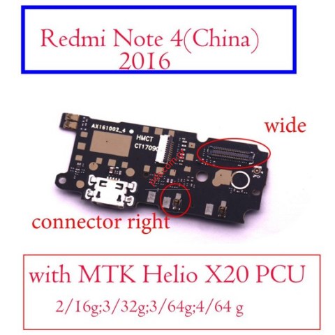 Σύστημα τροφοδοσίας Board Xiaomi Redmi Note 4 Wide Version MEDIATEK CPU MicroUSB Charging connetor port Σύστημα τροφοδοσίας Board Xiaomi Redmi Note 4 Wide Version MEDIATEK CPU MicroUSB Charging connetor port