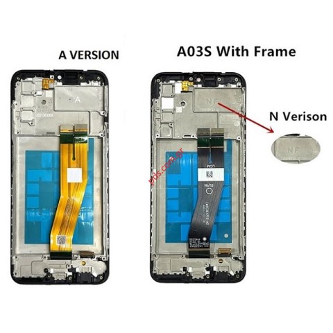 Γνήσια οθόνη LCD Samsung A037F Galaxy A03s WFRAME (A VERSION) FLEX CABLE BROWN ORIGINAL 