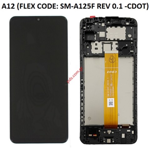 Γνήσια οθόνη LCD Samsung A125F Galaxy A12 2020 CDOT (ORIGINAL W/FRAME) FLEX CODE: SM-A125F REV 0.1 