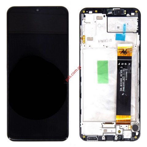 Γνήσια οθόνη LCD Samsung A235 Galaxy A23 4G 2022 Black Display +Touch Unit + Front Cover (FLAT CABLE SM-M336B REV0.3 CSOT)