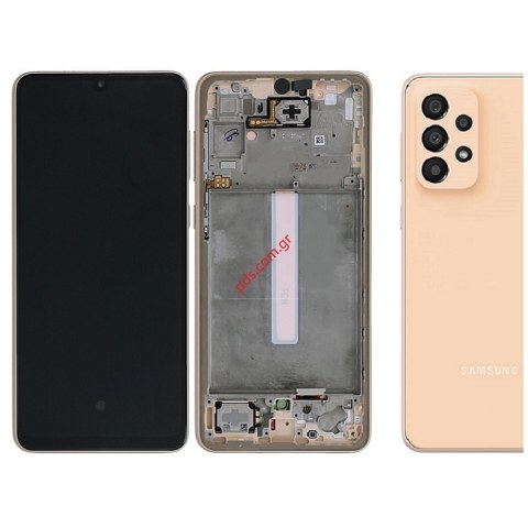 Γνήσια οθόνη LCD Samsung A33 5G Galaxy A336B Orange Awesome Peach W/Frame σε πορτοκαλί χρώμα Display with touch screen digitizer ORIGINAL
