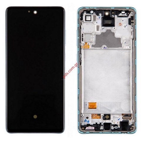 Γνήσια οθόνη LCD Samsung A725F Galaxy A72 2021 Blue σε μπλέ χρώμα (ORIGINAL W/FRAME) SVP BOX