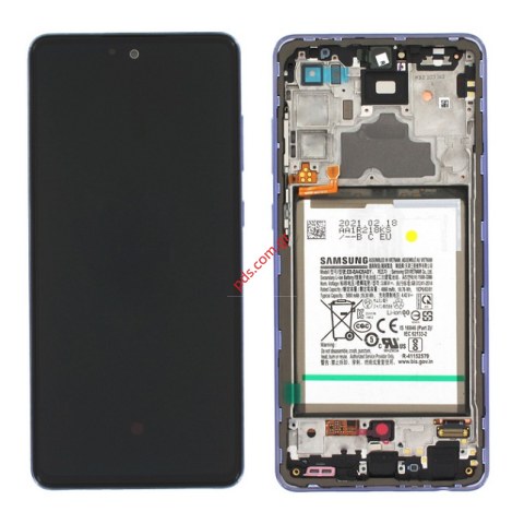 Γνήσια οθόνη LCD Samsung A725F Galaxy A72 2021 Violet σε βιολετί χρώμα (ORIGINAL W/FRAME & BATTERY)