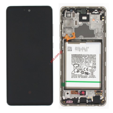 Γνήσια οθόνη LCD Samsung A725F Galaxy A72 2021 White σε λευκό χρώμα (ORIGINAL W/FRAME & BATTERY)