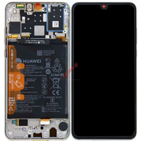 Γνήσια οθόνη LCD σετ Huawei P30 Lite (MAR-L21BX) White σε λευκό χρώμα με πλαίσιο frame Display touch screen digitizer και μπαταρία HB356687ECW  Γνήσια οθόνη LCD σετ Huawei P30 Lite (MAR-L21BX) White σε λευκό χρώμα με πλαίσιο frame Display touch screen digitizer και μπαταρία HB356687ECW
