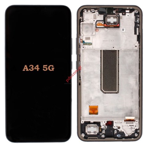 Γνήσια οθόνη Samsung A34 5G Galaxy A346B 2023 Black Graphite Grey LCD Display W/frame Touch screen Digitizer ORIGINAL BOX