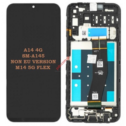 Γνήσια οθόνη Samsung Galaxy A14 4G LTE SM-A145F EU 2023 6.6 inch Black LCD Display W/frame ORIGINAL -- ( Non EU Version (M14 5G Flex) --