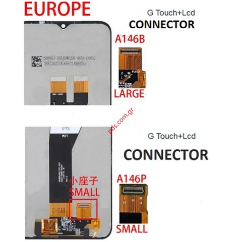 Γνήσια οθόνη Samsung Galaxy A14 5G SM-A146B 2023 6.6 inch Black LCD Display W/frame ORIGINAL (SMALL CONNECTOR)