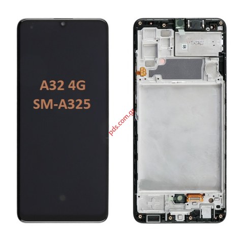 Γνήσια οθόνη Samsung Galaxy A32 4G LTE (SM-A325B) 2021 Black (W/FRAME - NO BATTERY) ORIGINAL AMOLED