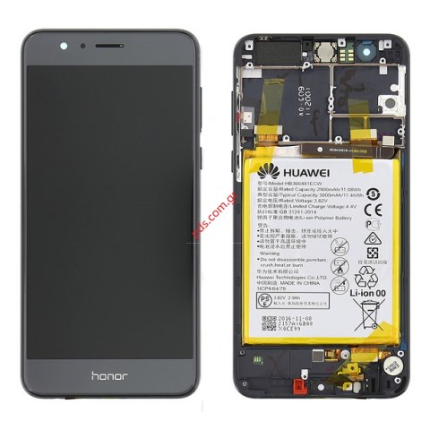 Original LCD set Black Huawei Honor 8 Dual SIM (FRD-L19) with front cover and battery Original LCD set Black Huawei Honor 8 Dual SIM (FRD-L19) with front cover and battery