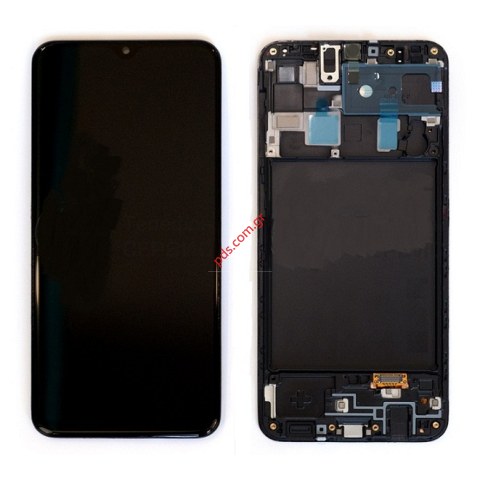 Γνήσια οθόνη σετ Black Samsung Galaxy A20 2019 A205F Display W/Frame with touch screen and digitizer (ORIGINAL) COMPLETE SET