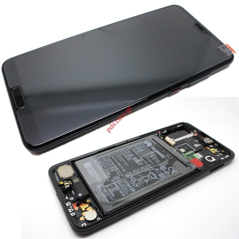 Original set LCD Black Huawei Ascend P20 Pro (CLT-L29) Frame with Display + Touch screen digitizer panel & battery Original Service Pack 