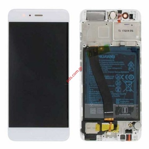 Γνήσια οθόνη σετ Huawei P10 (VTR-L29) White σε λευκό χρώμα (Display w frame touch screen digitizer and battery) Box ORIGINAL Γνήσια οθόνη σετ Huawei P10 (VTR-L29) White σε λευκό χρώμα (Display w frame touch screen digitizer and battery) Box ORIGINAL