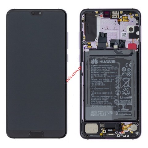 Γνήσια οθόνη σετ Huawei P20 Pro (CLT-L29) Twilight Purple σε μωβ χρώμα (Frame with Display + Touch screen digitizer panel & battery) Original Service Pack BOX Γνήσια οθόνη σετ Huawei P20 Pro (CLT-L29) Twilight Purple σε μωβ χρώμα (Frame with Display + Touch screen digitizer panel & battery) Original Service Pack BOX