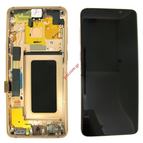 Γνήσια οθόνη σετ LCD Gold Samsung G965F Galaxy S9 PLUS front cover with display touch screen σε χρυσό χρώμα