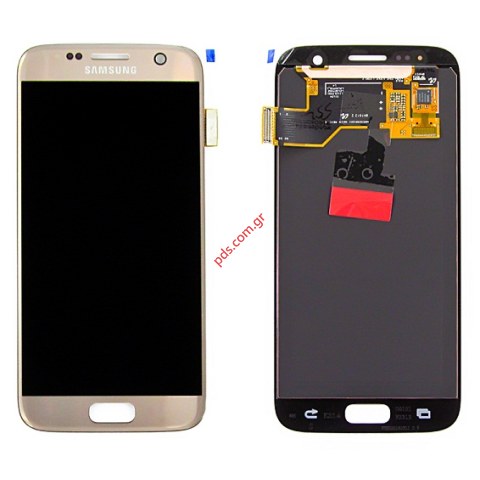 Γνήσια οθόνη σετ LCD Gold Samsung Galaxy S7 G930 σε χρυσό χρώμα. 