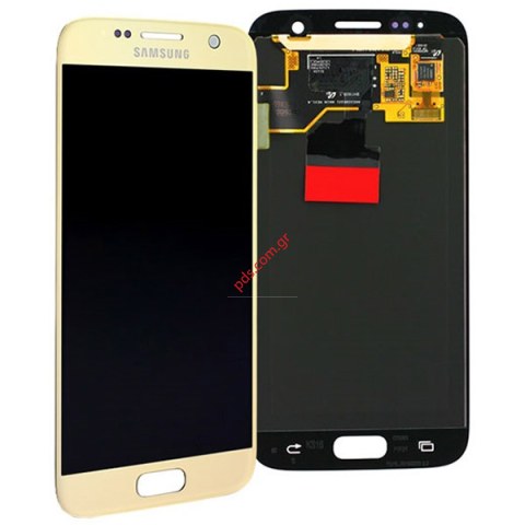Γνήσια οθόνη σετ LCD Gold Samsung Galaxy S7 G930 σε χρυσό χρώμα.  Γνήσια οθόνη σετ LCD Gold Samsung Galaxy S7 G930 σε χρυσό χρώμα.
