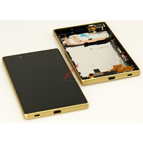 Original set LCD Gold Sony Xperia Z5 E6603, E6653 front cover with touch screen and display 