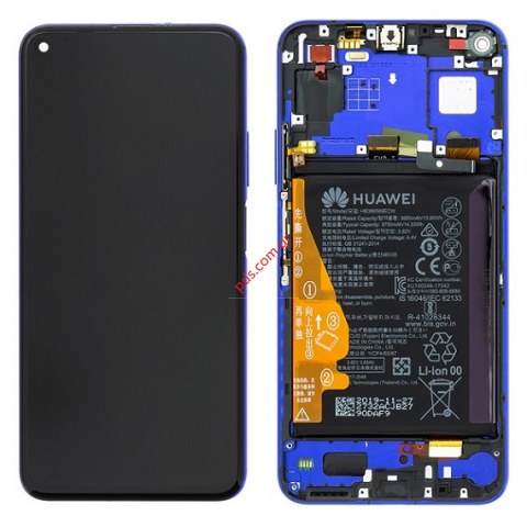 Γνήσια οθόνη σετ LCD Huawei Nova 5T (YAL-L21) Blue σε μπλέ χρώμα Front Cover + Display + Touch Unit (WITH FRAME & BATTERY) ORIGINAL SVP BOX