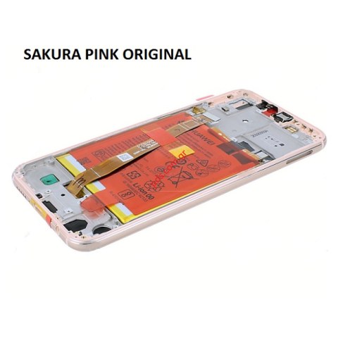 Γνήσια οθόνη σετ LCD Huawei P20 Lite (ANE-L21) Pink σε ροζ χρώμα (Front cover with Display Touch screnn digitizer and battery) ORIGINAL W/FRAME & BATTERY
