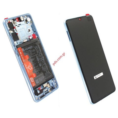 Γνήσια οθόνη σετ LCD Huawei P30 (ELE-L29) Silver Breathing Crystal σε ανοιχτό χρώμα (Complete with Front cover Display Touch screen digitizer battery) NEW VERSION ORIGINAL