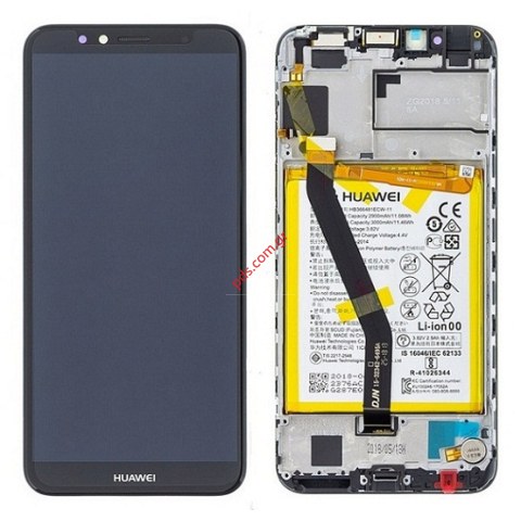 Γνήσια οθόνη σετ LCD Huawei Y6 (2018) ATU-L31 Black σε μαύρο χρώμα με πλαίσιο ORIGINAL W/FRAME & BATTERY