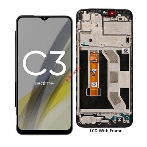 Γνήσια οθόνη σετ LCD Realme/Oppo C3 (6.5inch) Black Display Full with frame ORIGINAL