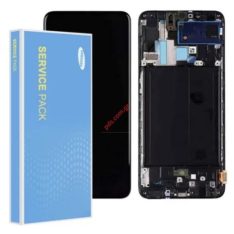 Γνήσια οθόνη σετ LCD Samsung A705 Galaxy A70 2019 Frame Black σε μαύρο χρώμα Display AMOLED module LCD with Touch screen Digitizer ORIGINAL