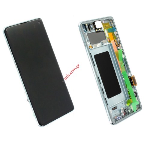 Γνήσια οθόνη σετ LCD Samsung G973 Galaxy S10 Prism Green (Complete Frame Display touch screen with digitizer) σε πράσινο χρώμα