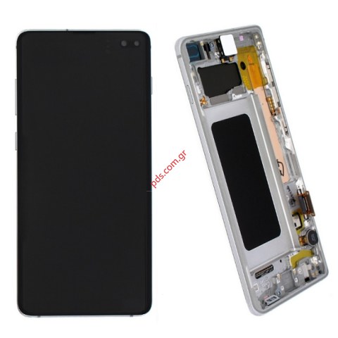 Γνήσια οθόνη σετ LCD Samsung G975F Galaxy S10+ Prism White (Complete Frame Display touch screen with digitizer) σε λευκό χρώμα