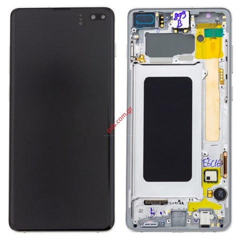 Γνήσια οθόνη σετ LCD Samsung G975F Galaxy S10+ Prism White (Complete Frame Display touch screen with digitizer) σε λευκό χρώμα Γνήσια οθόνη σετ LCD Samsung G975F Galaxy S10+ Prism White (Complete Frame Display touch screen with digitizer) σε λευκό χρώμα